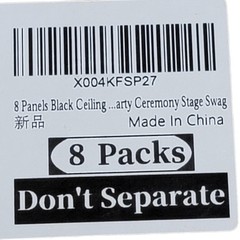 8 Pack Black Ceiling Drapes 5×10 ft Polyester Wedding Party Stage Backdrop Swag