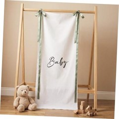 5 x 2 ft Baby Shower Backdrop Banner with Sage Green Bow Baby Shower Party