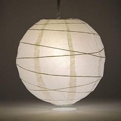 Quasimoon 12″ White Round Paper Lantern, Crisscross Ribbing, Chinese Hanging …