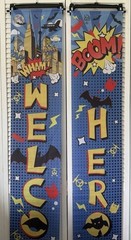 NEW Welcome Heroes 12”x72” Hanging Backdrop Banners Signs Porch Classroom Party