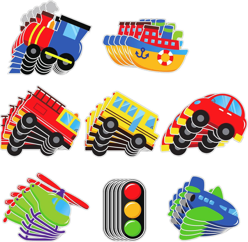 40 Pack Transportation Cutouts Car Bus Train Plane Classroom Decor Kids Party XL