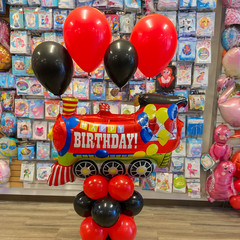 Train Birthday Party Decoration Balloon Set Red Black Kids Celebration