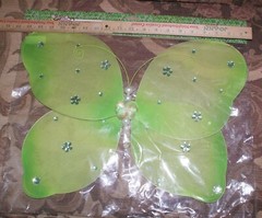 Decorative Nylon Butterfly Green Pearl Jeweled 18 x 15″ Decoration Fast Shipping