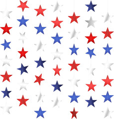 Red White and Blue Star Garland Banner, 66 Feet Patriotic Star Hanging Streamer