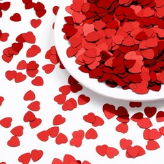 Red Heart Foil Metallic Sequins Valentines Day Glitter Table Confetti