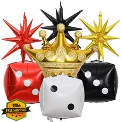 Casino Party Decorations 7 Pcs Dice Crown Star Foil Balloons