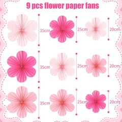 9Pcs Paper Fan Flower Lightweight for Graduation Event birthday party Decoration