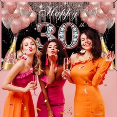 Happy 30th Birthday Decorations for Women Rose Gold, Cheers to 30 Years Birthday