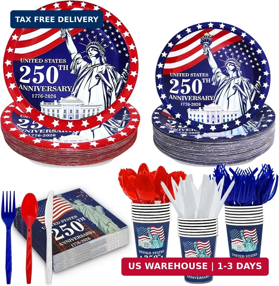 168 PCS 4th of July Decorations Patriotic Party Supplies 250th Anniversary Ameri