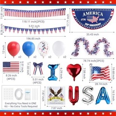 Patriotic Golf Cart Decorations Kit with USA Balloons, Flags & Eagle Sticker