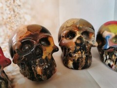 scary skull, plastic cast,molded, multicolour, 3d printed waste melted spooky