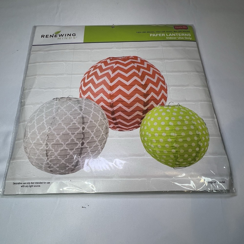 Renewing Minds Gray Red Green Spheres 3 Per Pack 3 12″ 10” 8″ Paper Lanterns