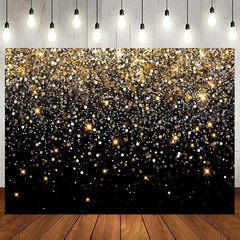 8 X 6 Ft Black Gold Backdrop Wedding Birthday Party Backdrop Prom Party Graduati