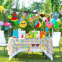 54Pcs Summer Beach Hanging Swirls Party Decorations Foil Ceiling Hanging Swirls