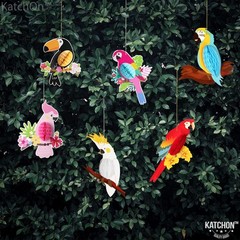 Katchon Large Tropical Bird Decorations 12X5.3 Inch Jungle Theme Decorations