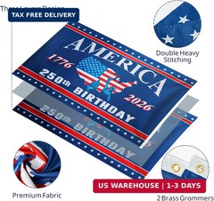 4th of July Decorations – 3×5 Ft Double Sided 3 Layers 250th Anniversary Flag –
