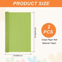 2Pcs Crepe Paper, 7.9ft Long 20 Inch Wide Pale Green Crepe Paper Roll