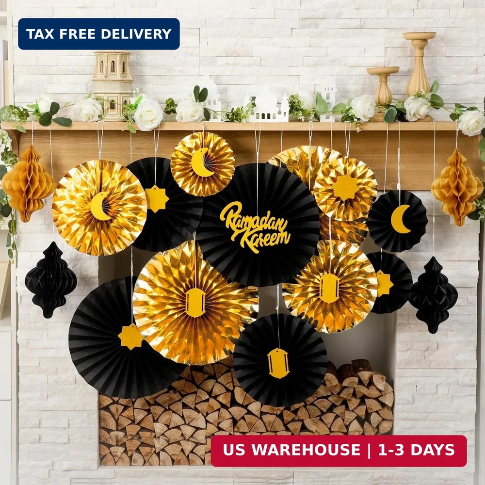 Epakh 29 Pcs Eid al Adha Decorations for Home Eid al Adha Hanging Paper Lantern