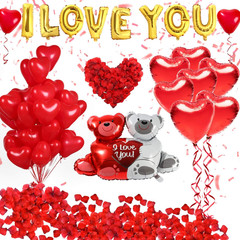 Golray 40 Pack I Love You Balloons and Heart Balloons Kit with 1000 Pcs Dark-Red