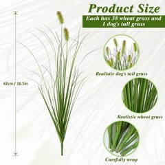 Betylifoy 10 Bundles Artificial Grass Plants Outdoor Fake Shrubs 10PCS, Green