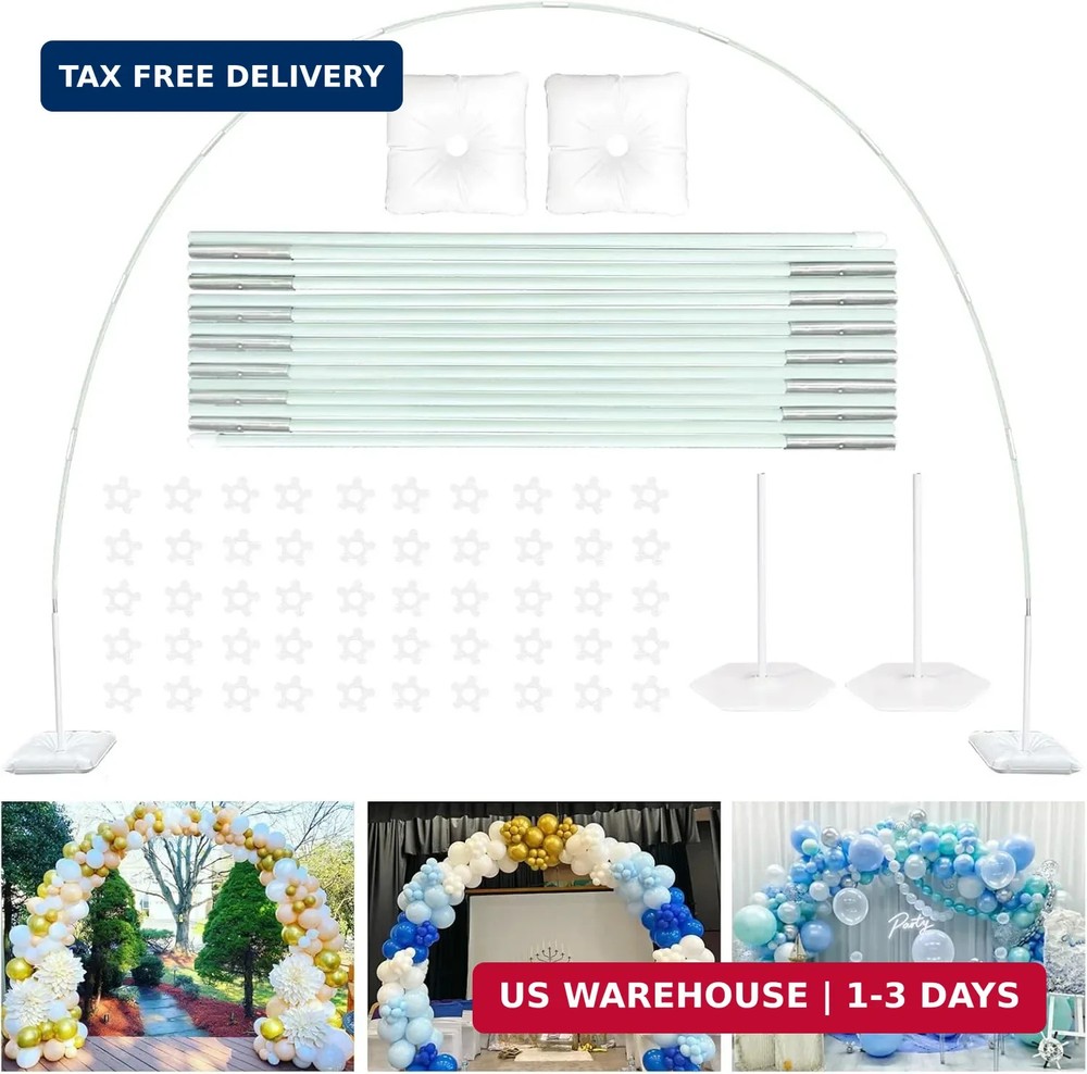 TEKXYZ Balloon Arch Stand Kit, 10FT Wide & 7.5FT High Adjustable Balloon Arch Fr