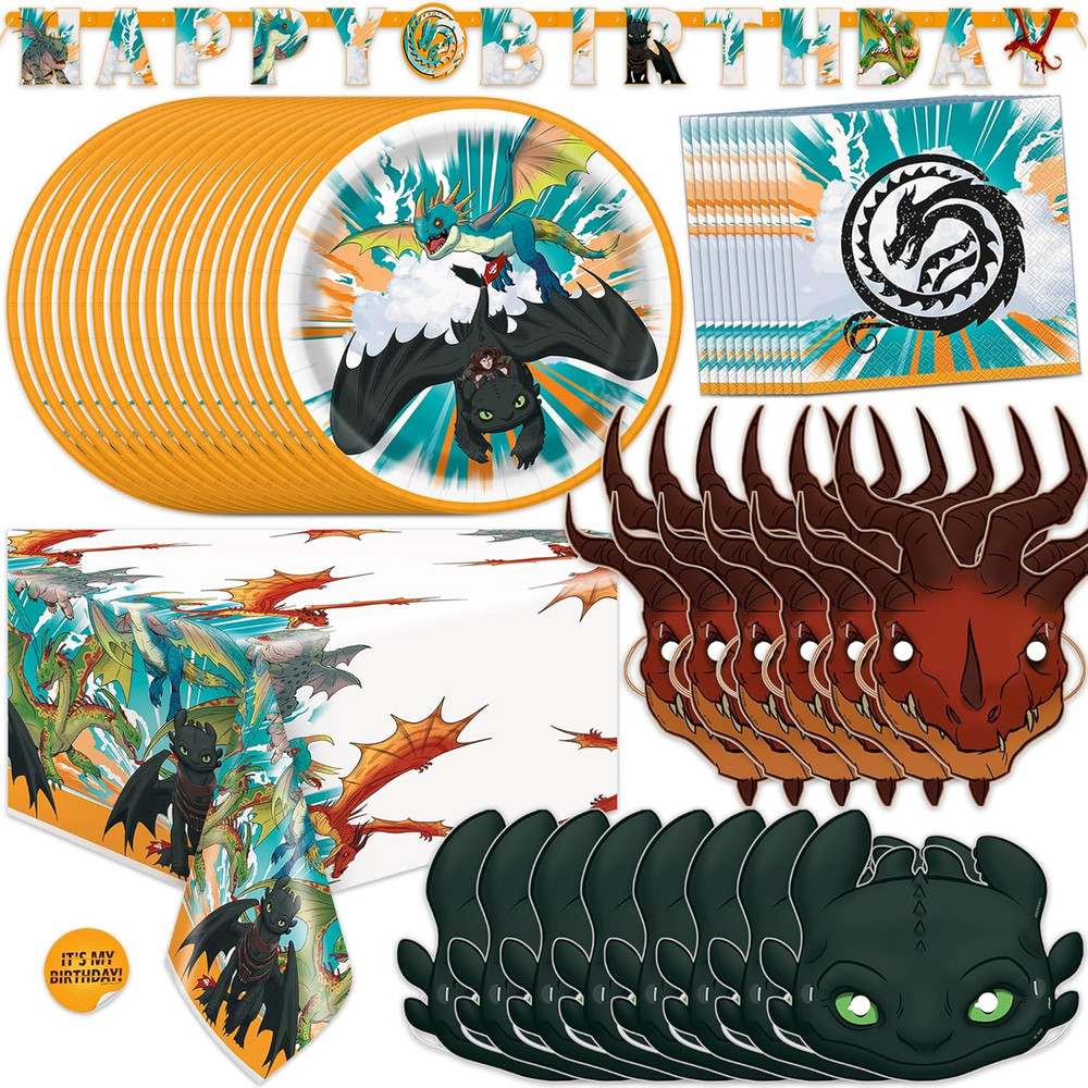 How to Train Your Dragon Party Supplies & Decorations | Banner, Tablecloth, Char