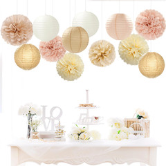 Party Decorations Kit Includes Tissue Flowers Lanterns for Boho Fall Rustic