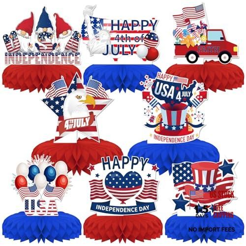 Independence Day Party Decorations [8PCS],KSKSPE 4th of July Honeycomb