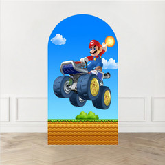 Super Mario Arch Backdrop Cover Happy Birthday Party Photo Background Prop