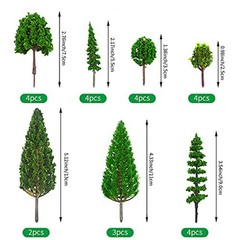 25pcs Mixed Miniature Model Trees for Train Layouts Diorama Decoration