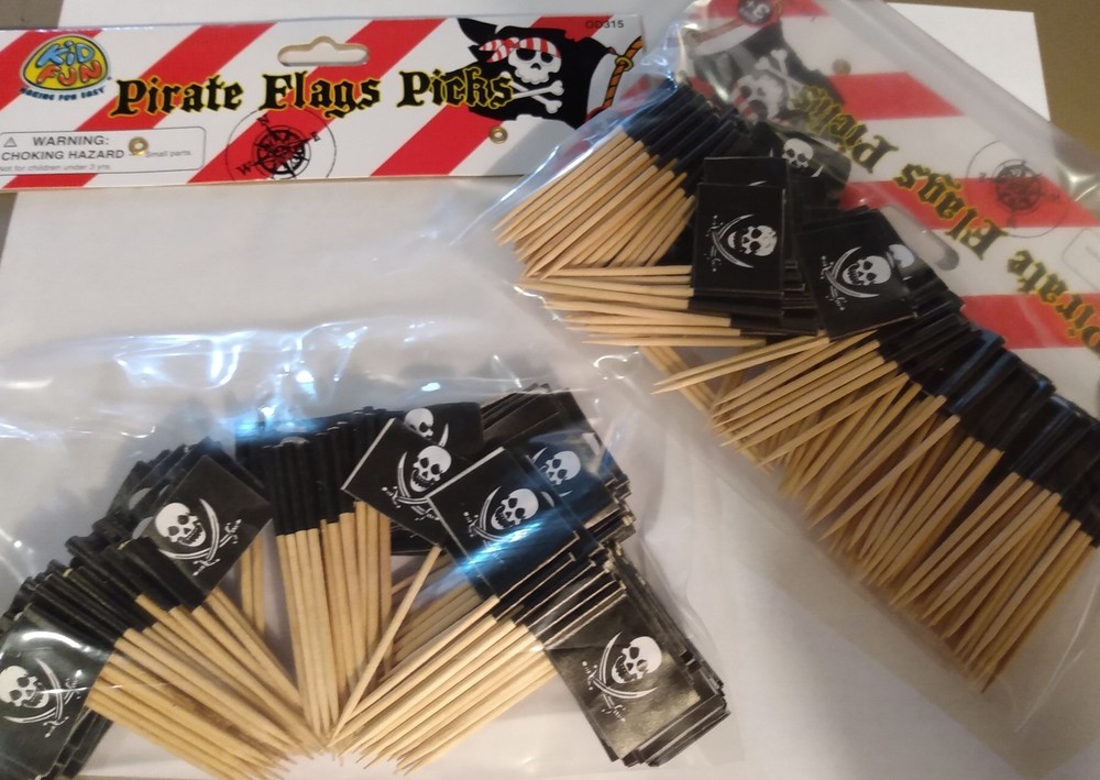Pirate Flag Sandwich Appetizer Cupcake Food Pick Jolly Roger Party (288 pc)