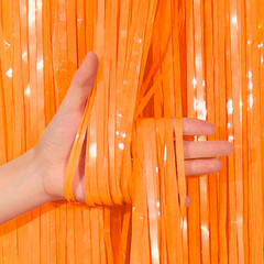 2 Pack Blue Orange Foil Metallic Fringe Curtains for Party Decorations Blue Oran