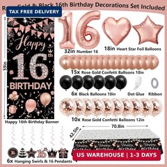 16th Birthday Decorations for Girls, Sweet 16 Party Decorations, Happy 16th Birt