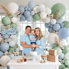 155Pcs Dusty Blue Sage Green Balloon Garland Arch Kit, Macaron Blue Moonlight…