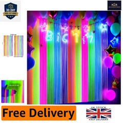 2 Pack Neon Tinsel Curtains – 6 Vibrant Rainbow Colors for UV Glow Parties