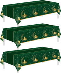 3 Pack Ramadan Table Cloth,Ramadan Decorations for Home,54″ X 108″ Eid
