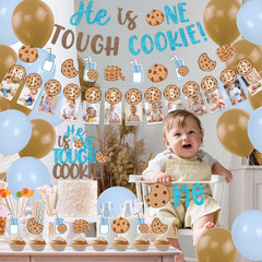 Milk and Cookies Boys First Birthday Party Decor, He Is One Tough Cookies Mon…