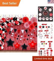 154-Piece Red and Black Decorations Set – Ideal for Elegant Celebrations