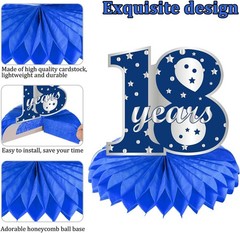 Kauayurk 8Pcs 18th Birthday Decorations Table Centerpiece Party Blue Silver