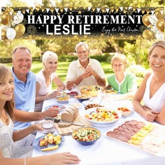 Happy Retirement Banner, Personalized Retire 99 x 20 inches, Gold