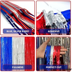 XtraLarge Red, White & Blue Streamers 3.2×8 ft – Pack of 2 for Patriotic Events