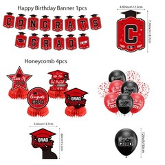 Graduation Decorations 2026 Red Set, Congrats 60 inches by 40 inches,