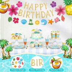Summer Tropical Party Decorations Set – 59pcs Balloons, 8pcs Palm Leaves