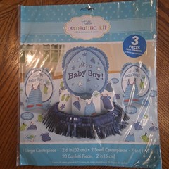 Baby Boy Table Decorating Kit 3 Pc Set Tabletop Party Supplies Blue