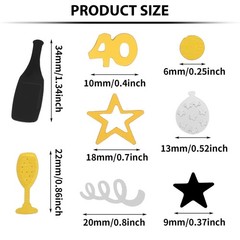 3000 PCS Black Gold Silver Number 40 Glitter Birthday Cake Confetti Scatter