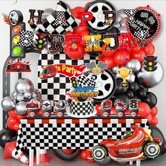 112 Pcs Race Car Birthday Decorations Party Supplies Set Balloons Hanging Swirls