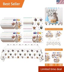 Complete Cat Birthday Party Set – 41Pcs Tableware for 20 Guests, Easy Clean-Up
