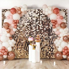 30pcs Shimmer Wall Backdrop Square Glitter Sequin Panels Wedding Birthday Decor