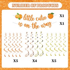 Little Cutie Baby Shower Decorations – 16pcs Orange Party Decorations 2pcs Gl…