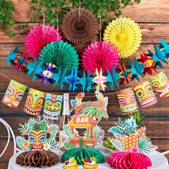 Hawaiian Luau Party Decorations Tropical Beach Aloha Palm Leaves Garland Luau…